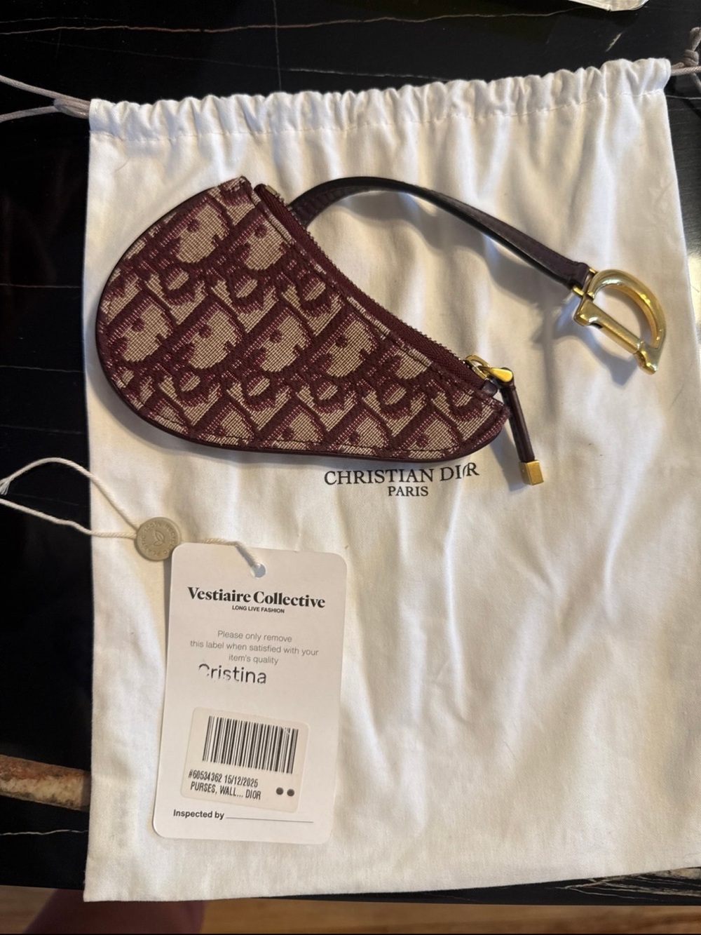 Dior Burgundy   Saddle coin purse